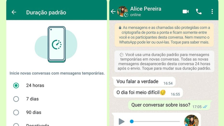 WhatsApp libera conversas com apagamento automático por padrão; veja como ativar