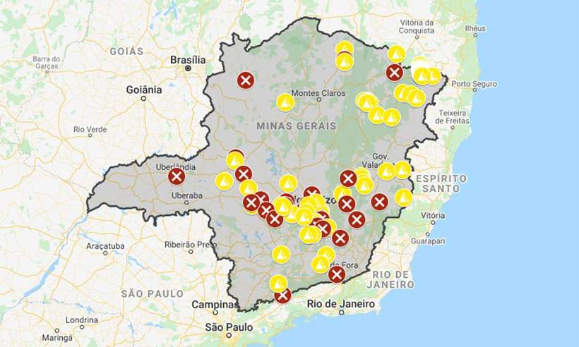 Minas Gerais tem 112 rodovias interditadas por causa da chuva